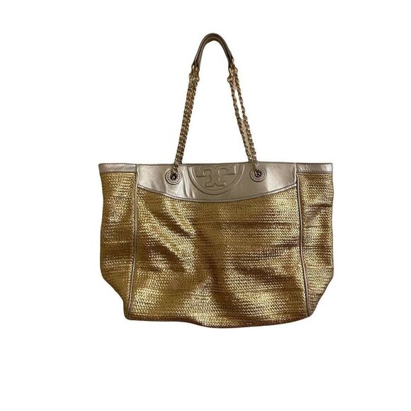 Tory Burch Fleming Rafla Metallic Gold & Silver Tote - Picture 1 of 6
